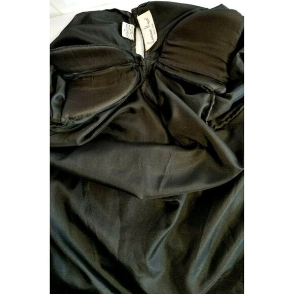 80s Black Silk Beaded Sheath Dress Short Sleeve Round Neck Laurence Kazar Sz 8 - Picture 8 of 11